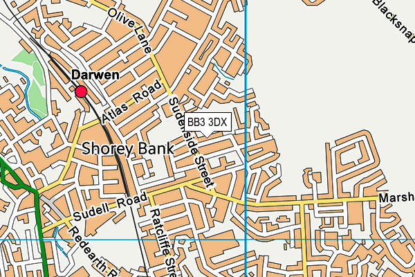 BB3 3DX map - OS VectorMap District (Ordnance Survey)