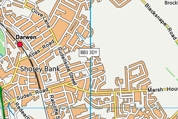 BB3 3DY map - OS VectorMap District (Ordnance Survey)