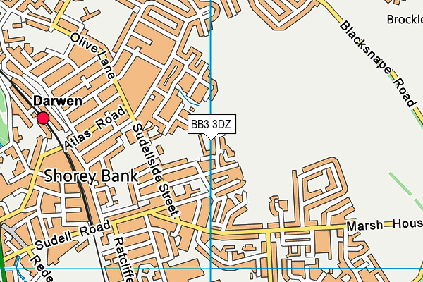 BB3 3DZ map - OS VectorMap District (Ordnance Survey)