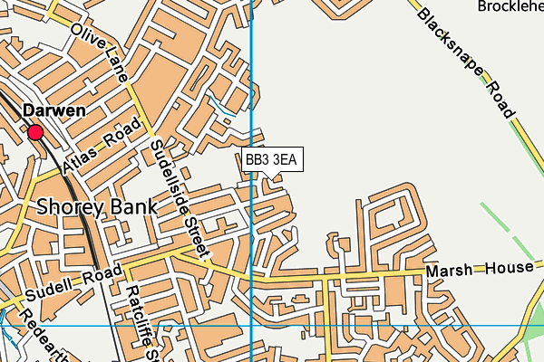 BB3 3EA map - OS VectorMap District (Ordnance Survey)