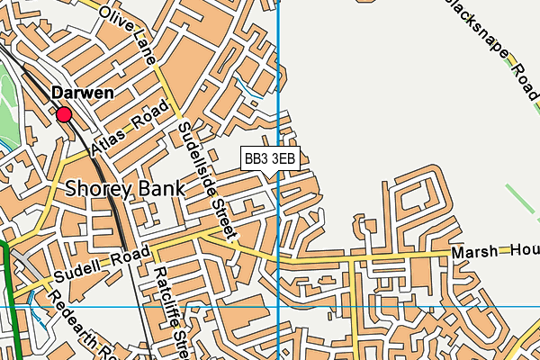 Sudell Primary School map (BB3 3EB) - OS VectorMap District (Ordnance Survey)
