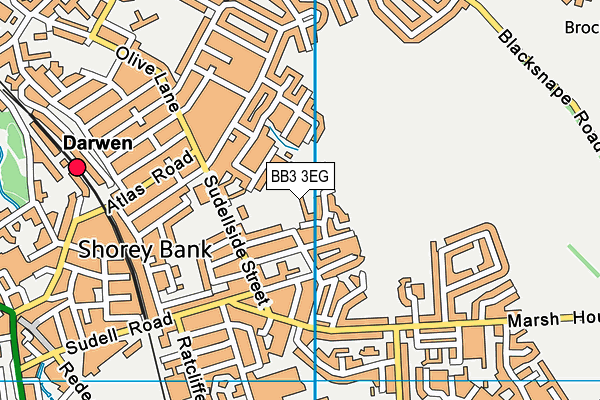 BB3 3EG map - OS VectorMap District (Ordnance Survey)