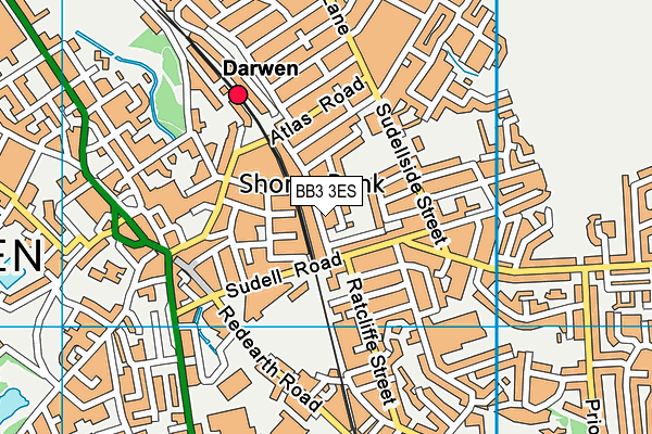 BB3 3ES map - OS VectorMap District (Ordnance Survey)