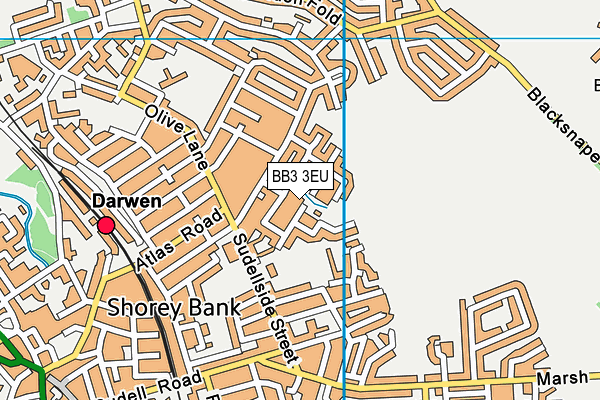 BB3 3EU map - OS VectorMap District (Ordnance Survey)