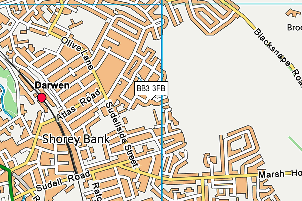 BB3 3FB map - OS VectorMap District (Ordnance Survey)