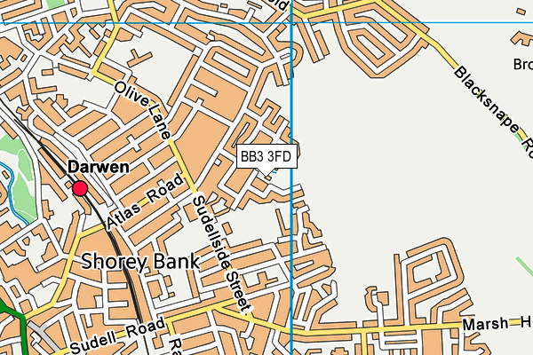 BB3 3FD map - OS VectorMap District (Ordnance Survey)