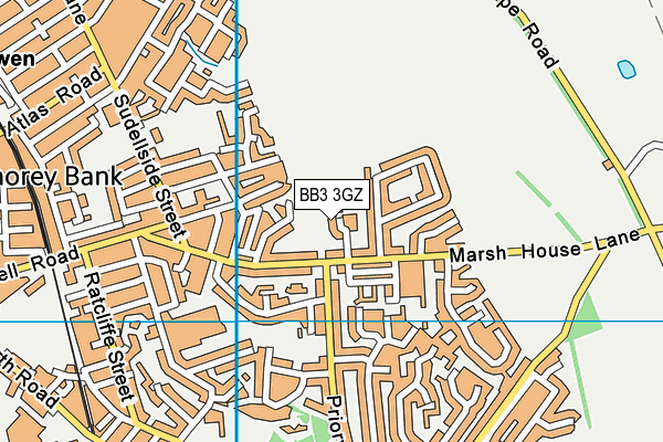 BB3 3GZ map - OS VectorMap District (Ordnance Survey)