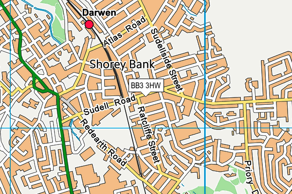 BB3 3HW map - OS VectorMap District (Ordnance Survey)