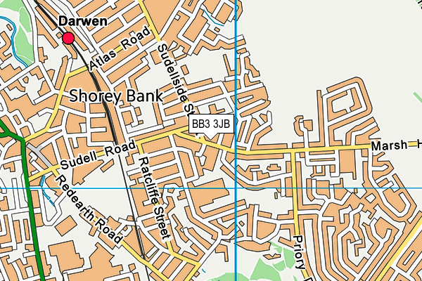 BB3 3JB map - OS VectorMap District (Ordnance Survey)