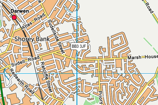 BB3 3JF map - OS VectorMap District (Ordnance Survey)
