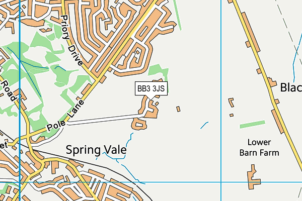BB3 3JS map - OS VectorMap District (Ordnance Survey)