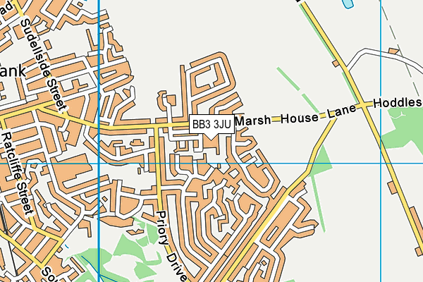BB3 3JU map - OS VectorMap District (Ordnance Survey)