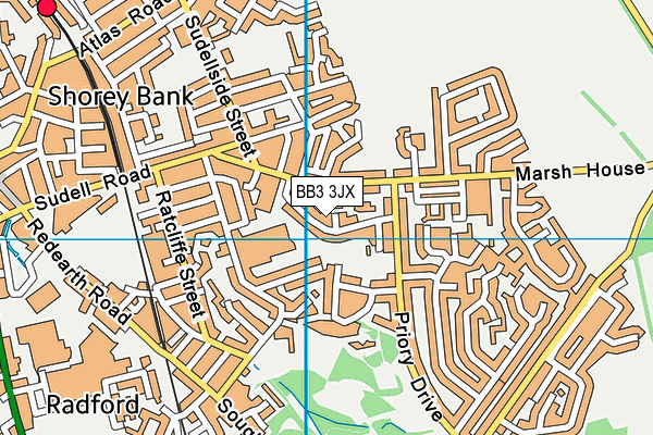 BB3 3JX map - OS VectorMap District (Ordnance Survey)