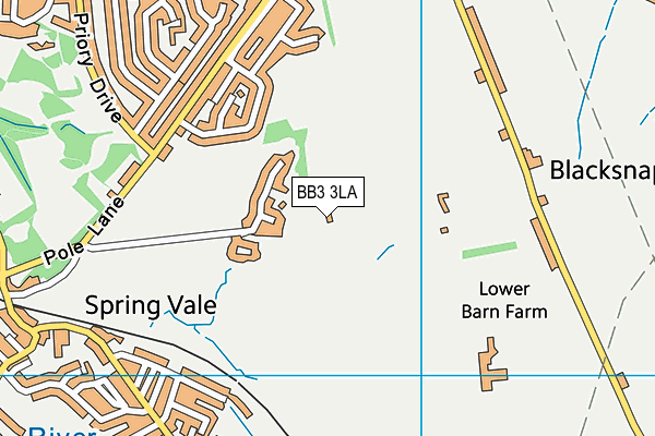 BB3 3LA map - OS VectorMap District (Ordnance Survey)