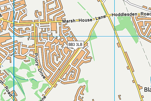 BB3 3LB map - OS VectorMap District (Ordnance Survey)