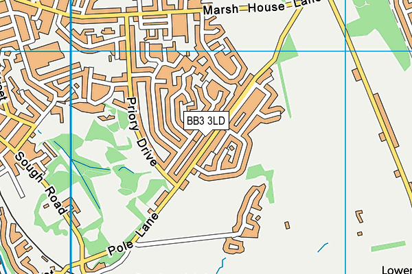 BB3 3LD map - OS VectorMap District (Ordnance Survey)