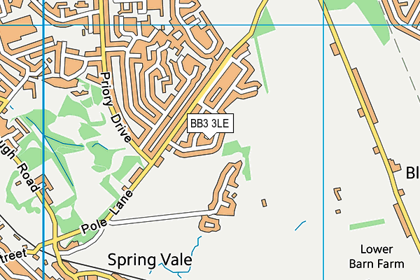 BB3 3LE map - OS VectorMap District (Ordnance Survey)