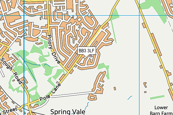 BB3 3LF map - OS VectorMap District (Ordnance Survey)