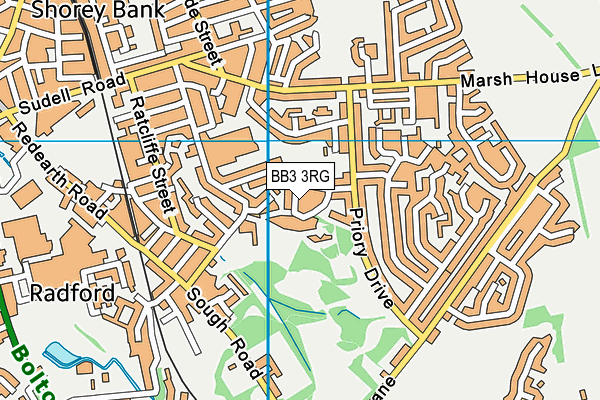 BB3 3RG map - OS VectorMap District (Ordnance Survey)