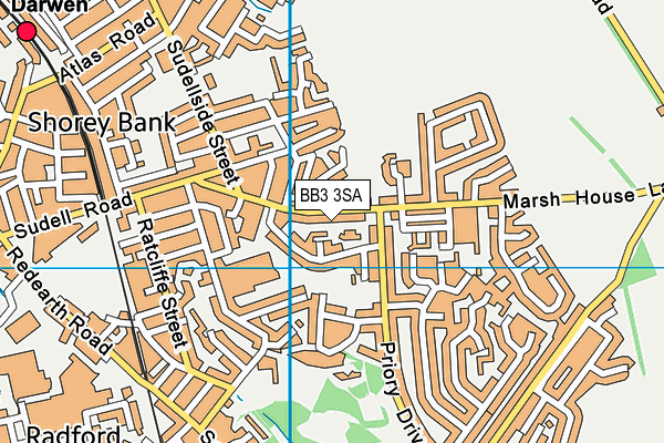BB3 3SA map - OS VectorMap District (Ordnance Survey)