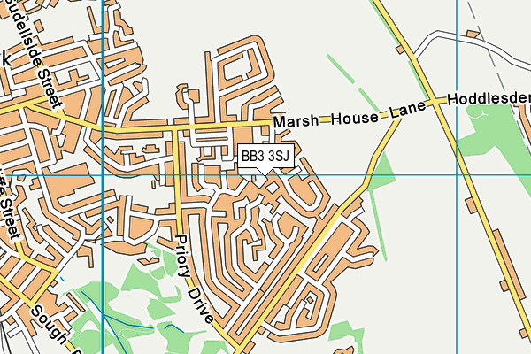BB3 3SJ map - OS VectorMap District (Ordnance Survey)