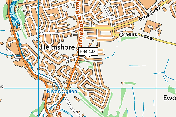 BB4 4JX map - OS VectorMap District (Ordnance Survey)