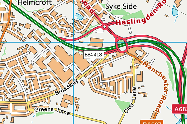 BB4 4LS map - OS VectorMap District (Ordnance Survey)