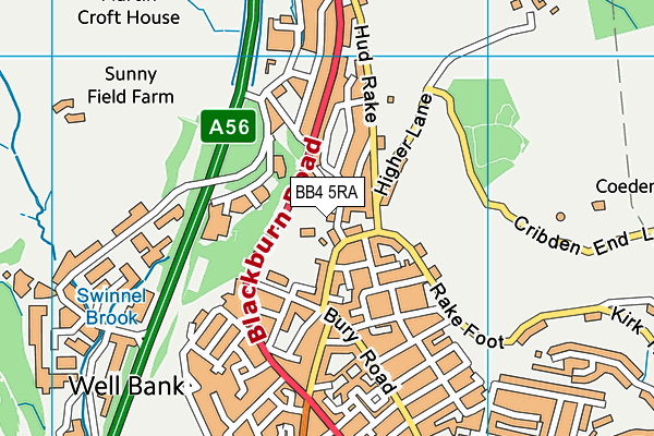 BB4 5RA map - OS VectorMap District (Ordnance Survey)