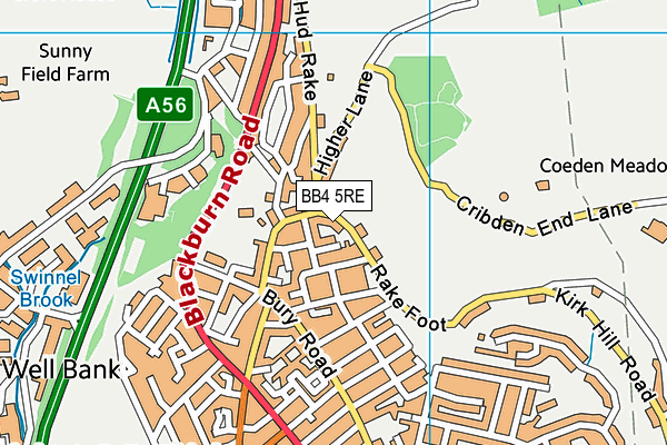 BB4 5RE map - OS VectorMap District (Ordnance Survey)
