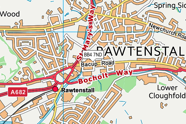 Rawtenstall Cricket Club map (BB4 7ND) - OS VectorMap District (Ordnance Survey)