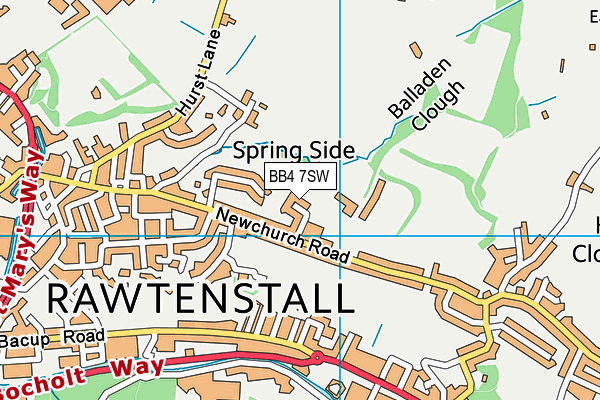 BB4 7SW map - OS VectorMap District (Ordnance Survey)