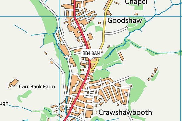 Map of ROAST CRAWSHAWBOOTH LIMITED at district scale