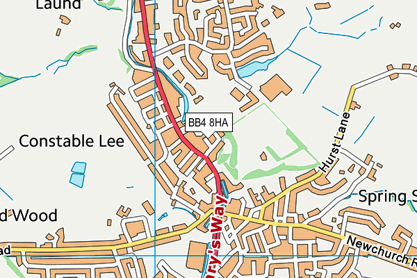 BB4 8HA map - OS VectorMap District (Ordnance Survey)