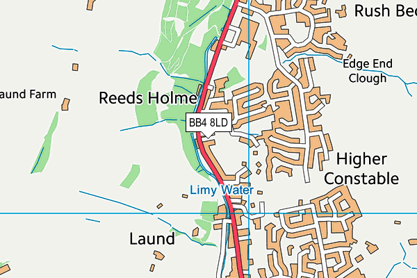 BB4 8LD map - OS VectorMap District (Ordnance Survey)