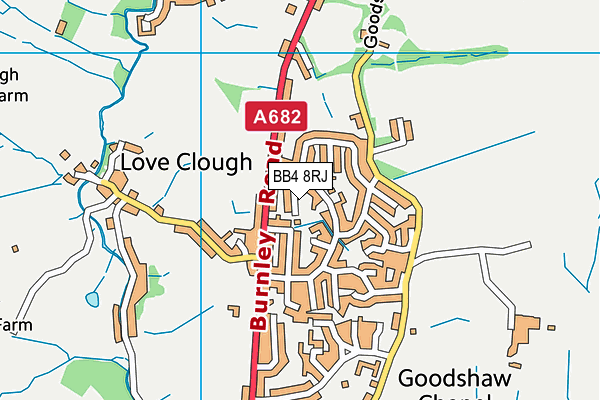 BB4 8RJ map - OS VectorMap District (Ordnance Survey)