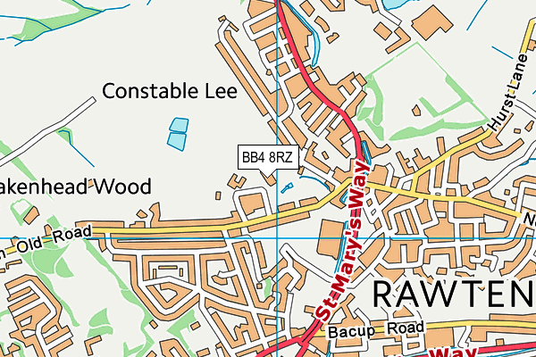 St Mary's CofE Primary School Rawtenstall map (BB4 8RZ) - OS VectorMap District (Ordnance Survey)
