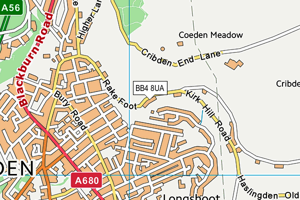 BB4 8UA map - OS VectorMap District (Ordnance Survey)