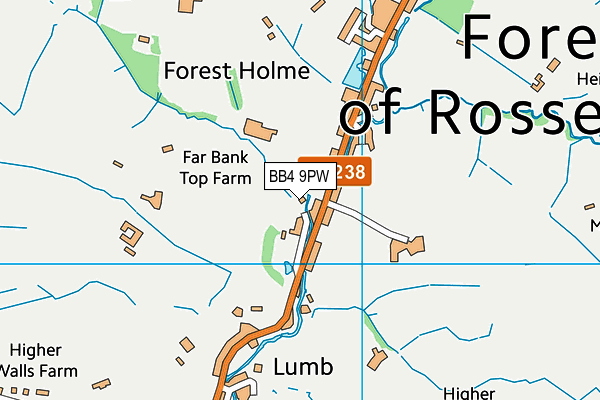 BB4 9PW map - OS VectorMap District (Ordnance Survey)