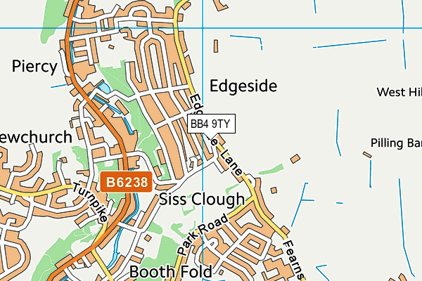 BB4 9TY map - OS VectorMap District (Ordnance Survey)