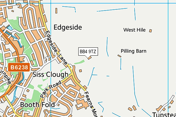 BB4 9TZ map - OS VectorMap District (Ordnance Survey)