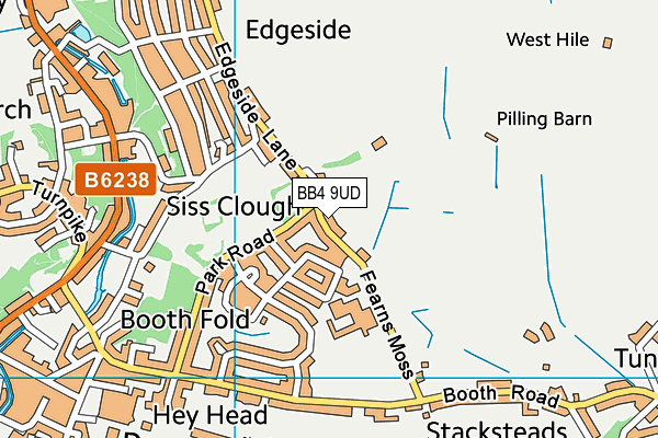 BB4 9UD map - OS VectorMap District (Ordnance Survey)