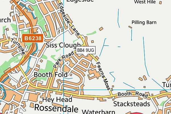 BB4 9UG map - OS VectorMap District (Ordnance Survey)