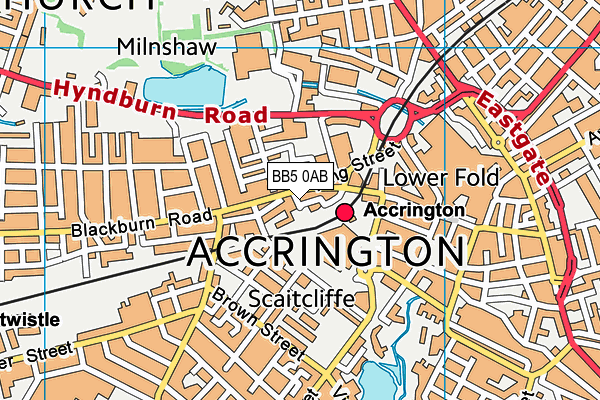 BB5 0AB map - OS VectorMap District (Ordnance Survey)