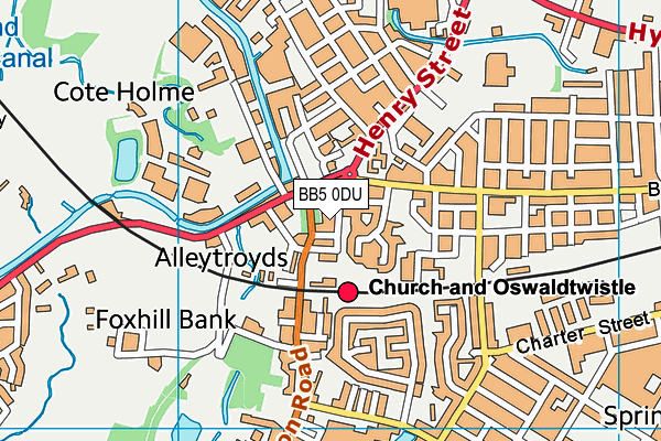 BB5 0DU map - OS VectorMap District (Ordnance Survey)