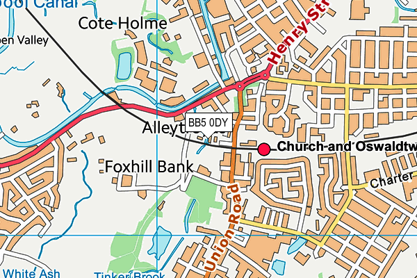 BB5 0DY map - OS VectorMap District (Ordnance Survey)