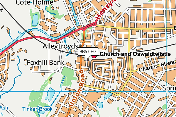 BB5 0EG map - OS VectorMap District (Ordnance Survey)