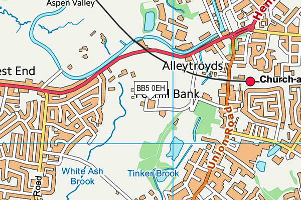 BB5 0EH map - OS VectorMap District (Ordnance Survey)