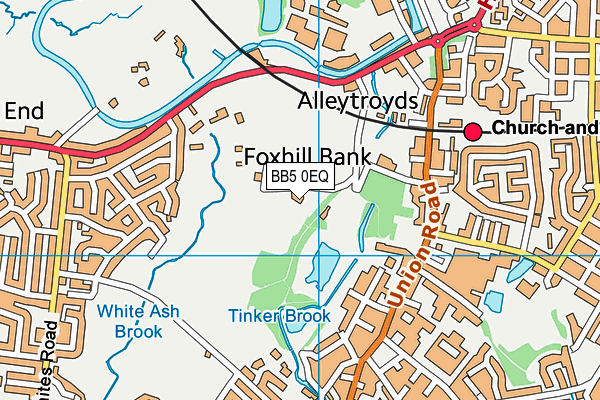 BB5 0EQ map - OS VectorMap District (Ordnance Survey)