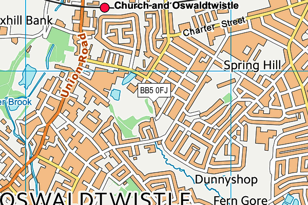 BB5 0FJ map - OS VectorMap District (Ordnance Survey)