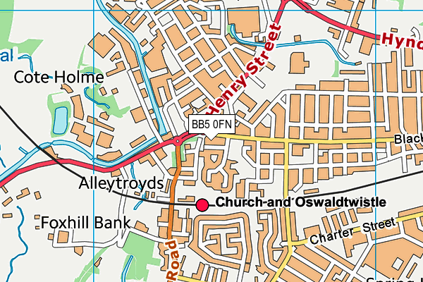 BB5 0FN map - OS VectorMap District (Ordnance Survey)